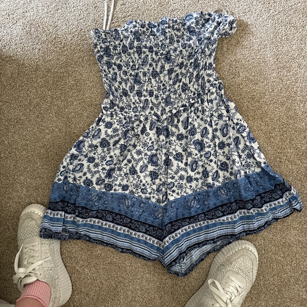 Jessica Simpson Blue and White Casual romper